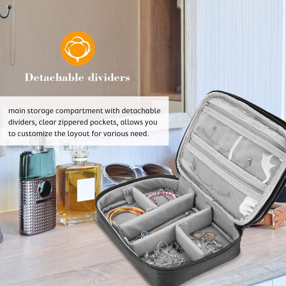 ProCase Travel Jewelry Case Organizer Bag, Soft Padded Jewelry Carrying Pouch Portable Storage Holder for Earrings Ring Necklace