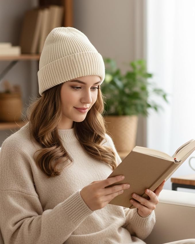 Zylioo Oversize Beanie Hats, XXL Big Size Ribbed Knit Cuffed Winter Hat for Cold Weather, Warm Skull Watch Cap