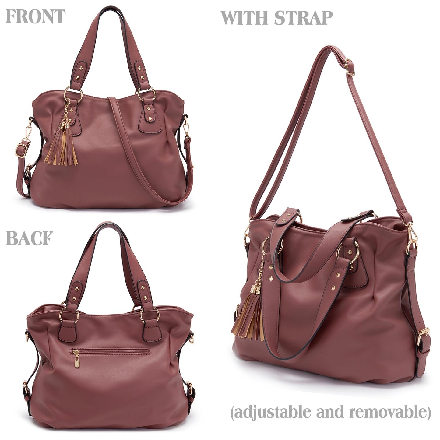 Soperwillton Fashion Handbag for Women Shoulder Bag Top Handle Satchel Hobo Tote Bag Purse Set 4pcs