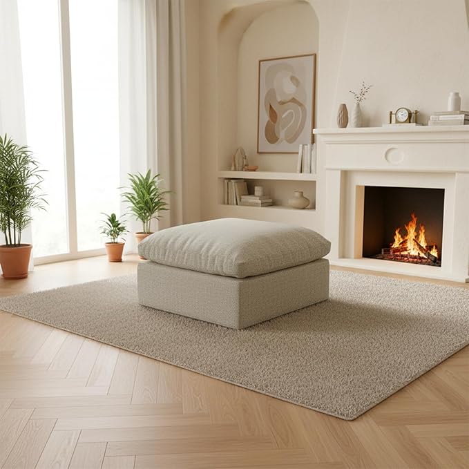 Forest aesthetics Oversize Cloud Modular Sectional Sofa,Chaise Down Filled Comfort Sofa Detachable Couch Cushion Covers for Living Room Apartment,Light Beige