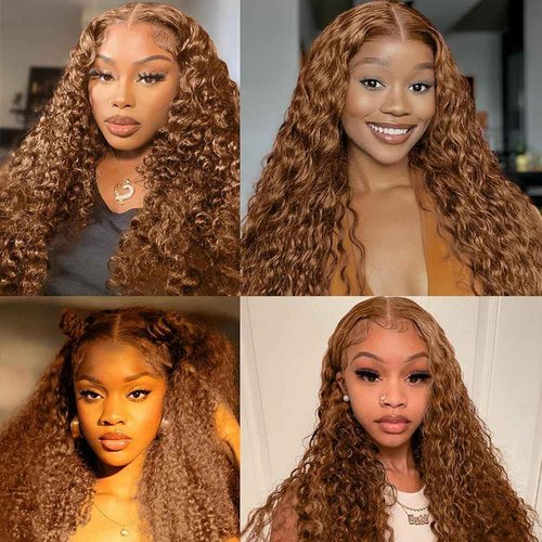 #30 Brown Bundles Human Hair Deep Wave Bundles 30 30 30 Inch Light Brown Deep Wave Bundle Unprocessed Brazilian Virgin Weave Hair 3 Bundle 50 Gram Per Bundle