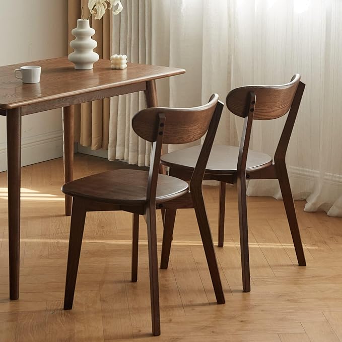 Bamskov 100% Solid Wood Dining Chairs Set of 4 - Practical Kitchen Chairs - Wood Dining Chair for Dining Room, Kitchen (Walnut)