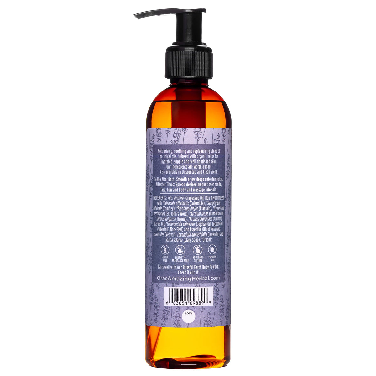 Lavender Bath Oil, Herbal Infused Moisturizing Body Oil for Women with Organic Jojoba Calendula Thyme Vetiver for Relaxation & D