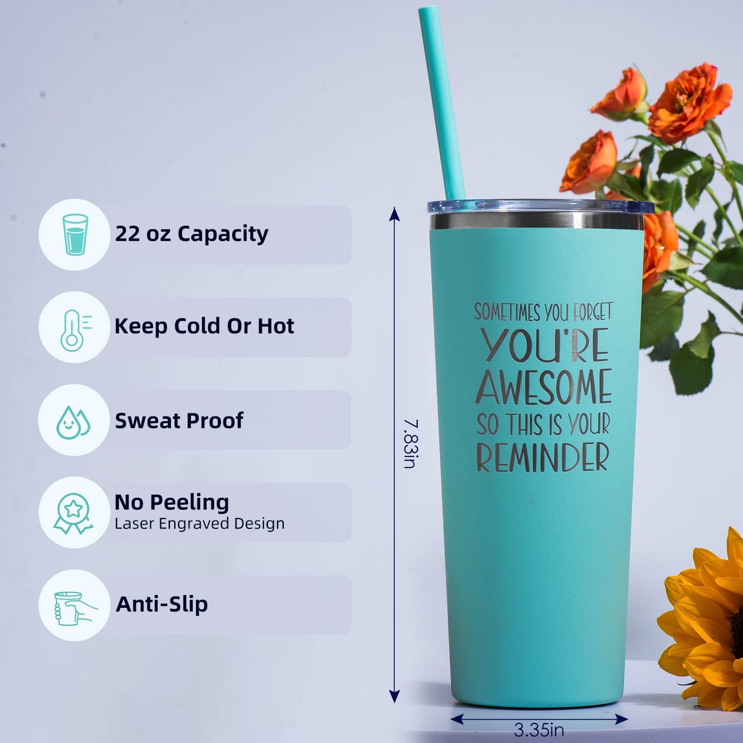 Inncup Birthday Gifts for Women, Appreciation Inspirational Gift for Her, Friendship Thank You Gifts, You Are Awesome Gift for Women, Friends, Sister, Mom - 22oz Tumbler