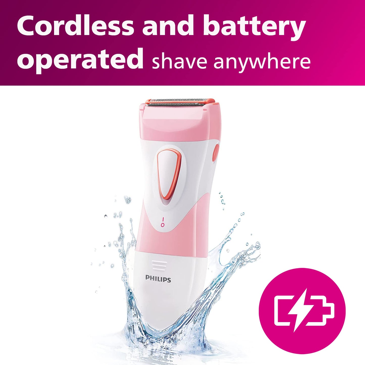 Philips SatinShave Essential Womens Wet & Dry Electric Shaver for Legs & Body, Cordless, with Hypoallergenic Foil, HP6306/50