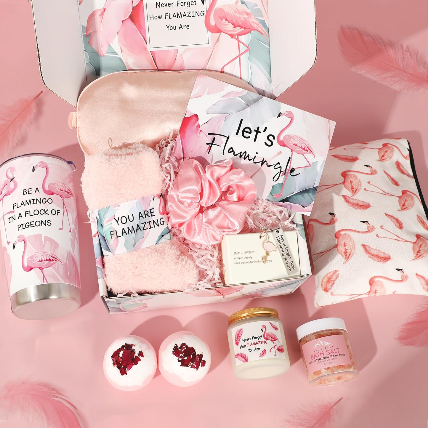 Flamingo Gifts Set for Women, Birthday Gifts Set for Women, Flamingo Gifts for Girls, Flamingo Gifts for Women Unique Flamingo Stuff for Friends/Teacher/Girlfriend with Tumbler Cup