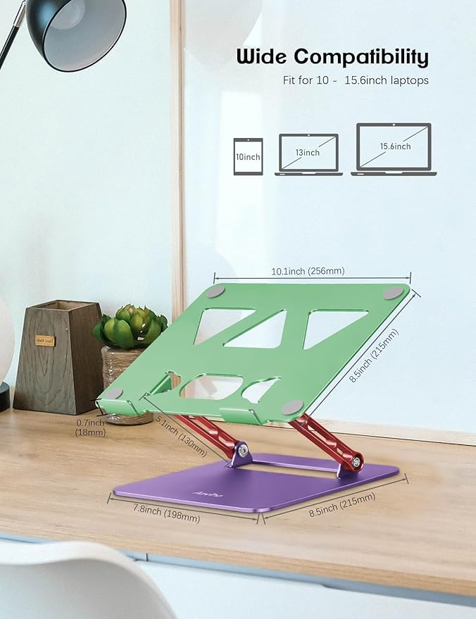 Aoviho Laptop Stand for Desk-Adjustable Laptop Stand Holder -Foldable Notebook Computer Stands for MacBook Air Pro HP Lenovo Dell Samsung Chromebook, 10-15.6 inch, Mixed Color