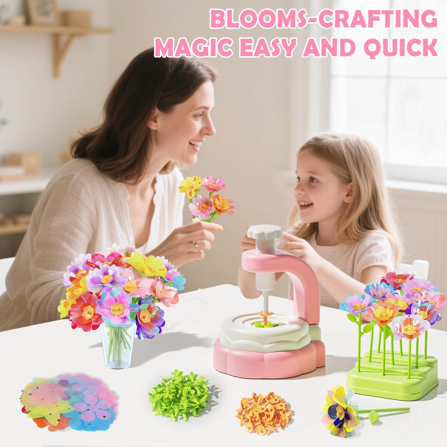 Airyard DIY Craft Kits Toys for Kids Ages 8-12 - Fabric Flower Bouquets Girls Toys Age 6-8, Arts & Crafts for 4 5 6 7 8 Year Old Toddler Girl, Educational Activity Preschool Birthday Gifts