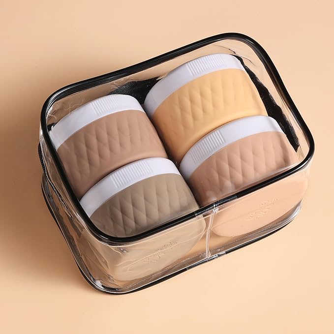 Travel Containers for Toiletries, Silicone Cream Jars BPA-Free, TSA Approved 2oz Travel Size Containers, Leak-proof Silicone Jars with Lid for Cosmetic Face Hand Body Cream (4 Pack)