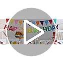Pre Strung Happy Birthday Banner Set - Felt Ball Garland, Felt Birthday hat and Pennant Flags & Colorful Hanging Swirl, Re...