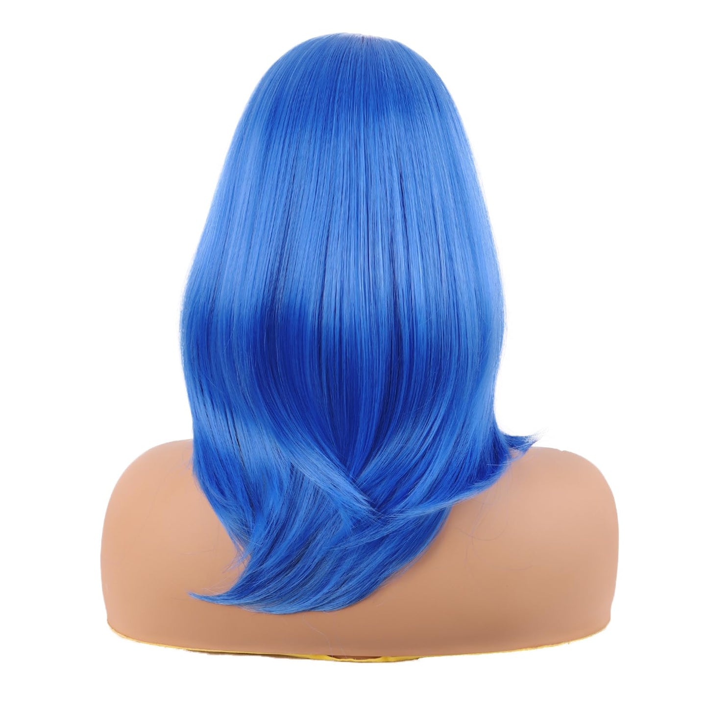 MapofBeauty 18 Inch/45 cm Layered Bangs Straight Synthetic Fiber Shoulder Length Hair Daily Use Wig (Bright Blue)