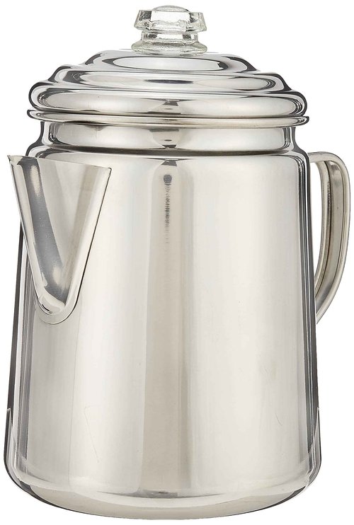 Coleman 12-Cup Stainless Steel Percolator Coffee Pot Bundle with 4-Pack Lantern Mantles for Fueled Lanterns