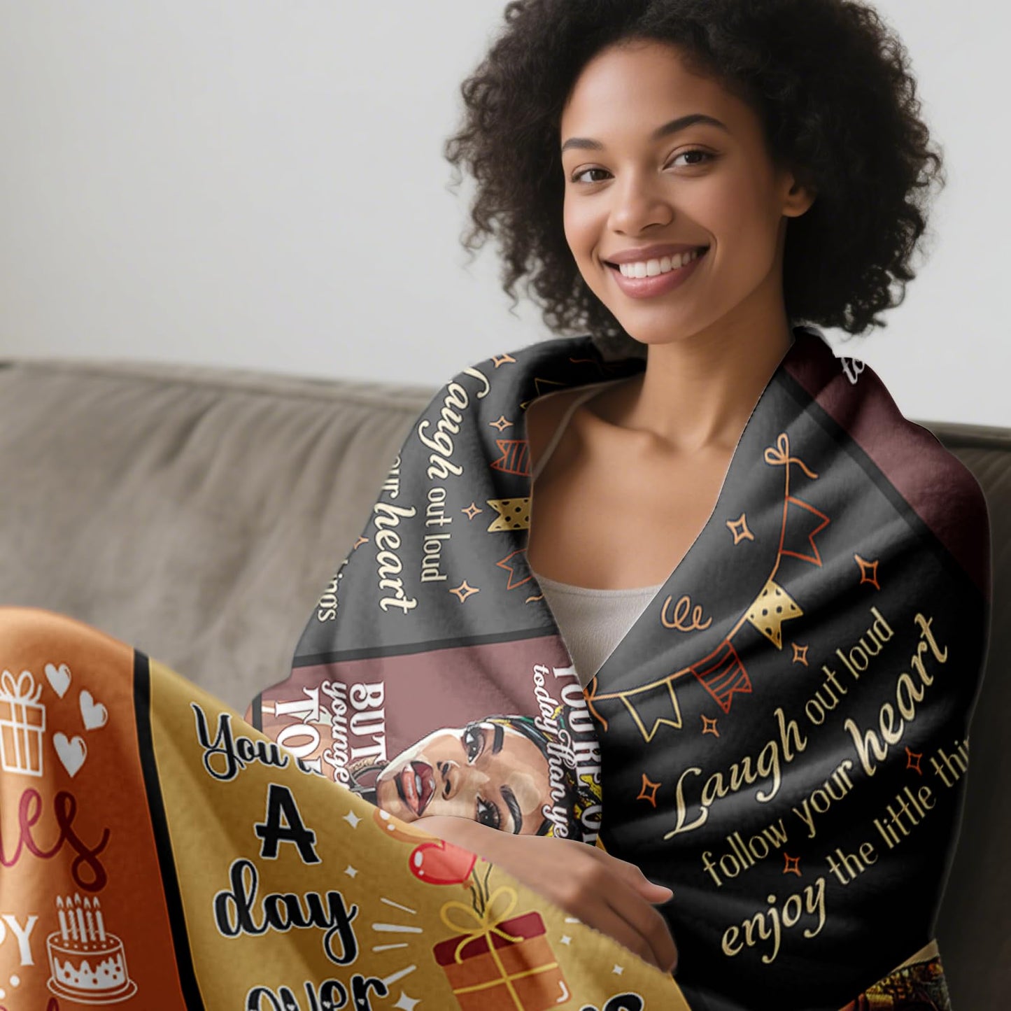 YHIKOUY African American 60th Birthday Gifts for Women Blanket 60"X50", Encouragement Inspirational Bday Gift, 60 Year Old Birthday Gifts for Black Women Mom Lady Girl Friend