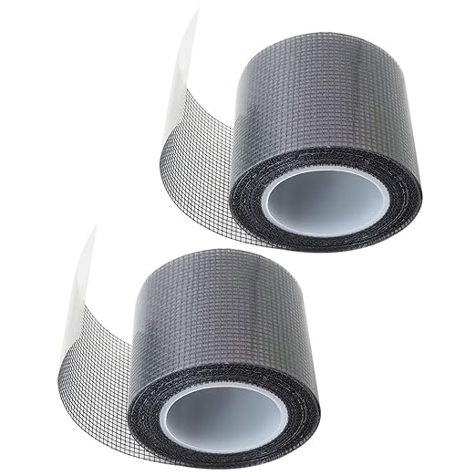 2 Pack of Black Window Screen Repair Tape, 2 in X 16.5 FT (196IN) Screen Repair Kit Fit for Windows or Doors, Strong Adhesive Fiberglass Mesh Patch Tape