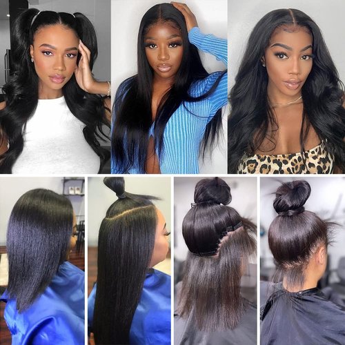 40 PCS Tape in Hair Extensions Human Hair Black Women Yaki Straight Tape in Extensions Human Hair 16 Inch Light Yaki Invisible Skin Weft Double Sided Tape Remy Hair Extensions Natural Black Color