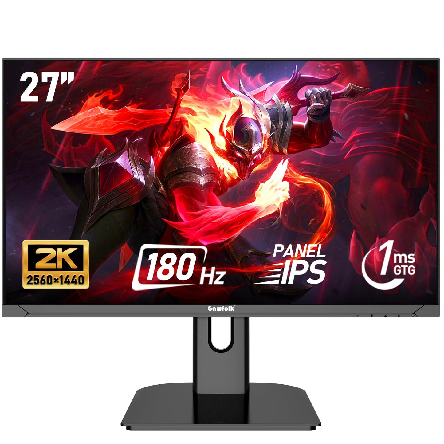 Gawfolk 27 inch 2K QHD(2560 1440) PC Screen, 180Hz Gaming Monitor, 1ms Without Bezel, FreeSync,100% sRGB, 178 Wide Viewing Angl