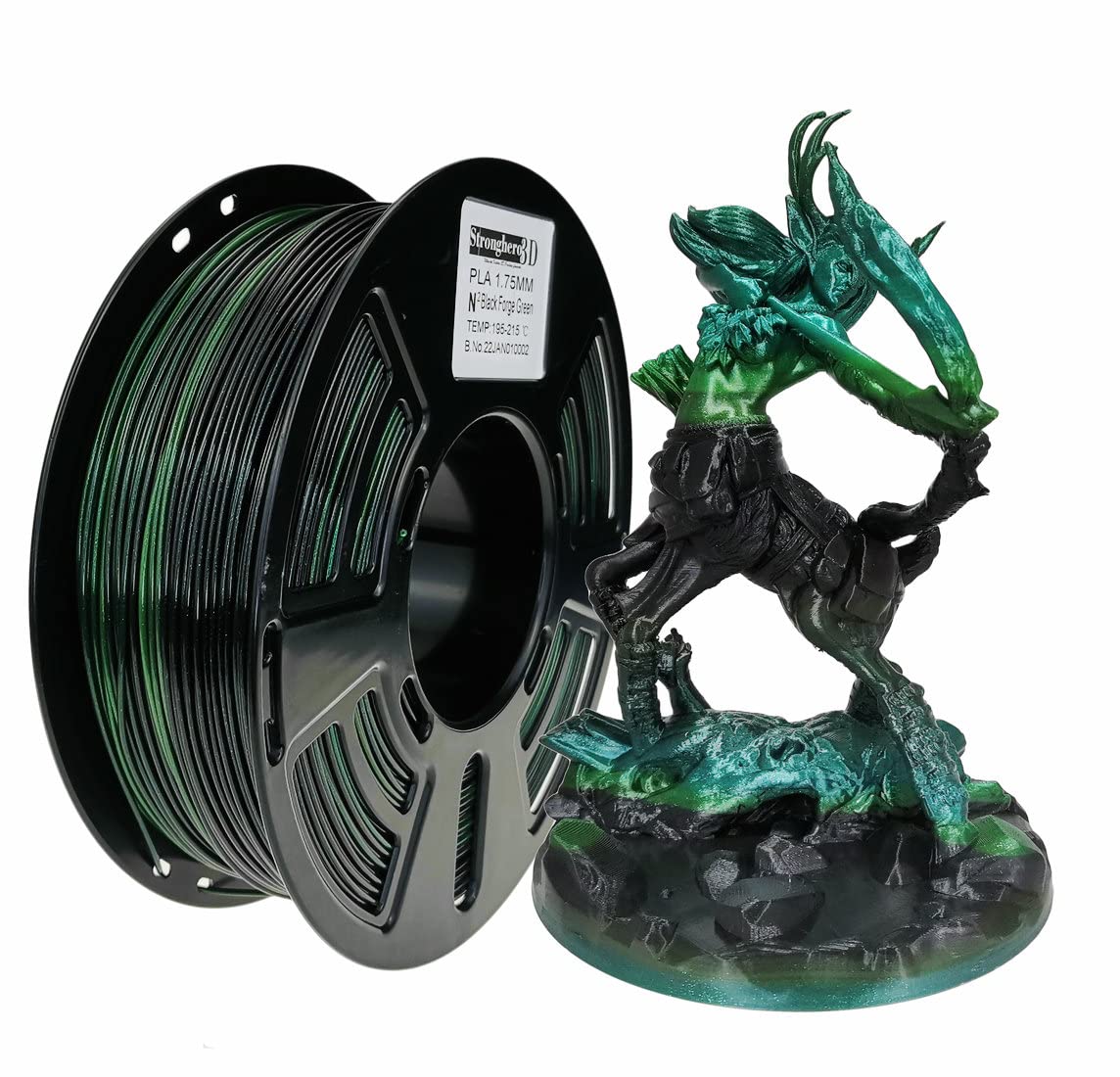 Stronghero3D PLA 3D Printer Filament 1.75mm,Sparkling Glitter Chameleon,Color Change with Angel,Galaxy starly,Green Black Filament,1kg(2.2lbs) Accuracy +/-0.05mm for ender3 Cr10 Sovol
