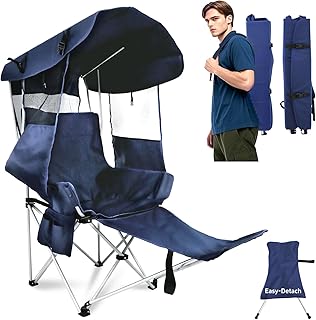Folding Camping Chairs Canopy Outdoor: Sports Portable Beach Chair with Canopy-Lawn Beach Chairs with Umbrella for Adults-...