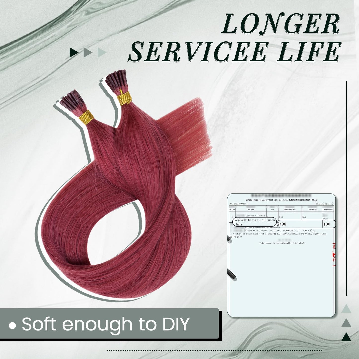 RUNATURE I Tip Hair Extensions Real Human Hair I Tip Extensions Burgundy I Tip Human Hair Extensions for Highlight Long Remy Hai