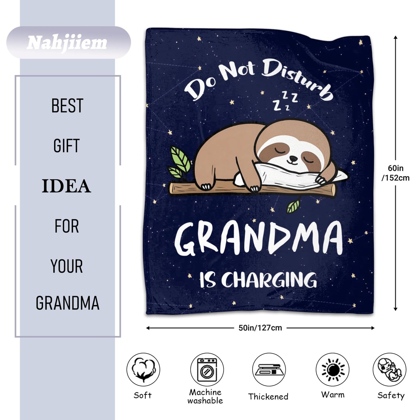 Grandma Gifts Blanket, Best Grandma Birthday Gifts Ideas, Great Gifts for Grandma, Grandmother Nana Gifts from Grandkids on Mothers Day Christmas Throw Blanket 50" x 60"