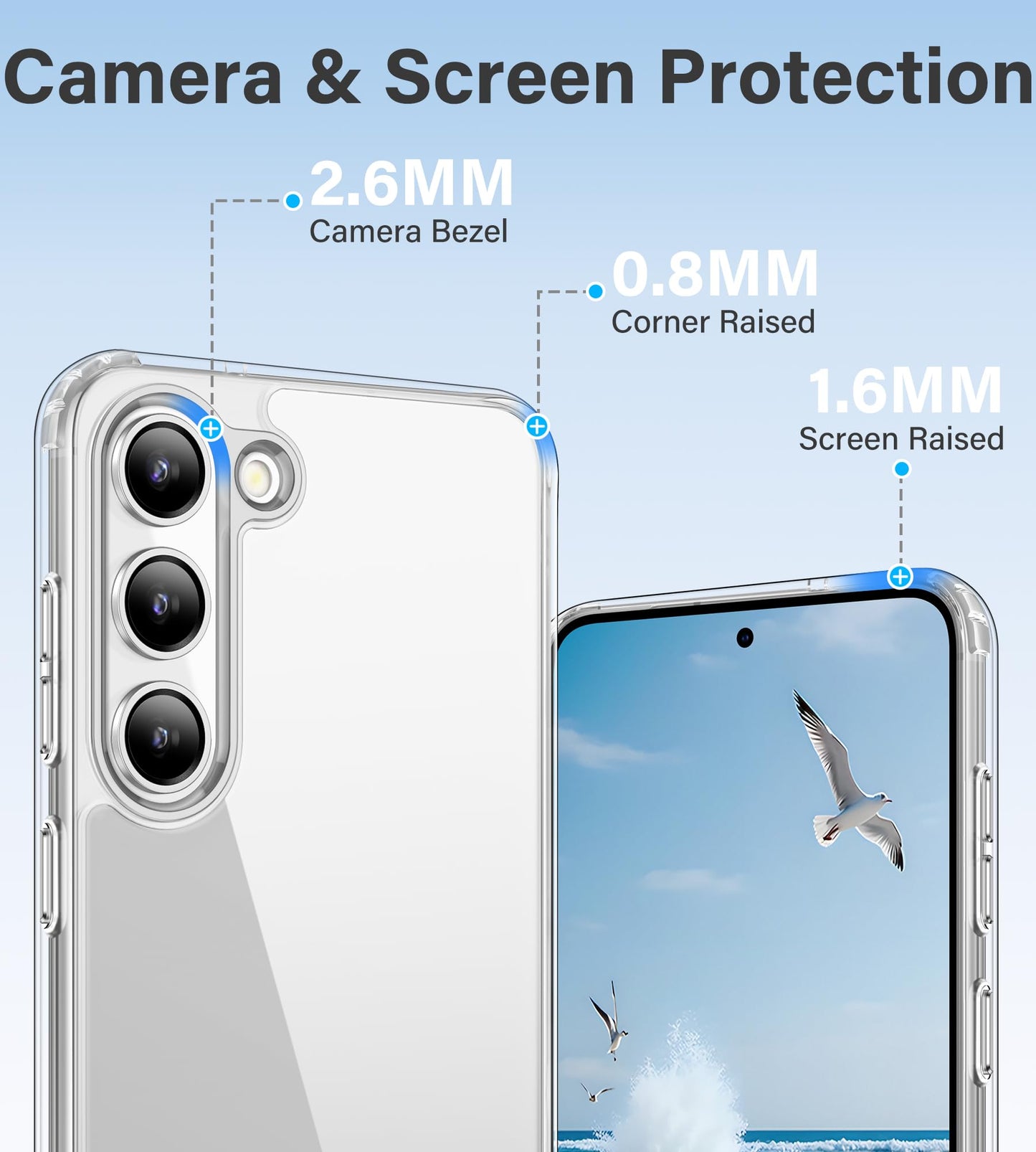 Vakoo Case For Samsung Galaxy S23 5G | Clear Anti-Yellowing, Hard Back, Military-Grade Drop Protection, Supports Wireless Charg