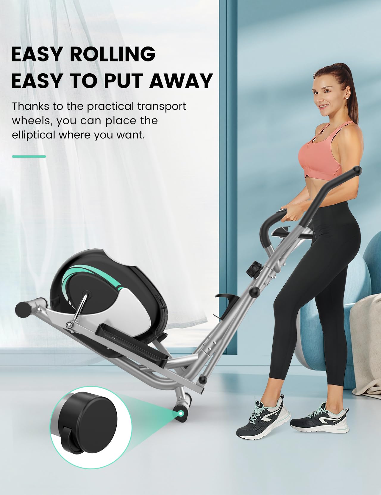 THERUN Elliptical Machine for Home, Hyper-Quiet Elliptical Exercise Machine, Compact Elliptical Trainer w/16 Levels Adjustable Resistance, 13.2LBS Flywheel, Pulse Sensor, LCD Monitor