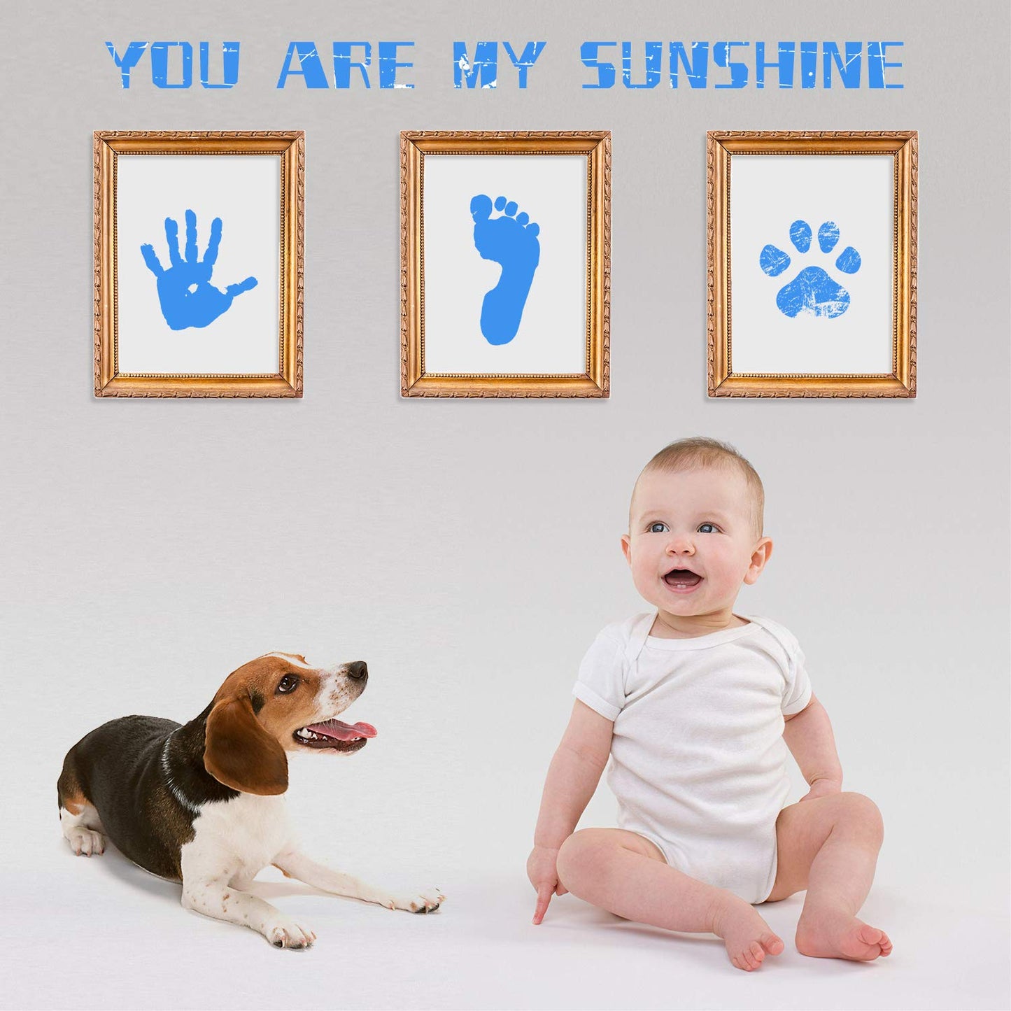 Ink Pad, 5x4'' Washable Non-Toxic Ink Stamp Pad for Baby Footprint Handprint, Sky Blue