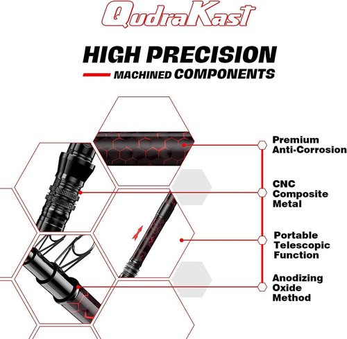 QudraKast Fishing Rod and Reel Combos, Unique Design with X-Warping Painting, Carbon Fiber Telescopic Fishing Rod with Reel Combo Kit, Best Gift for Fishing Beginner and Angler (3.0M Rod)