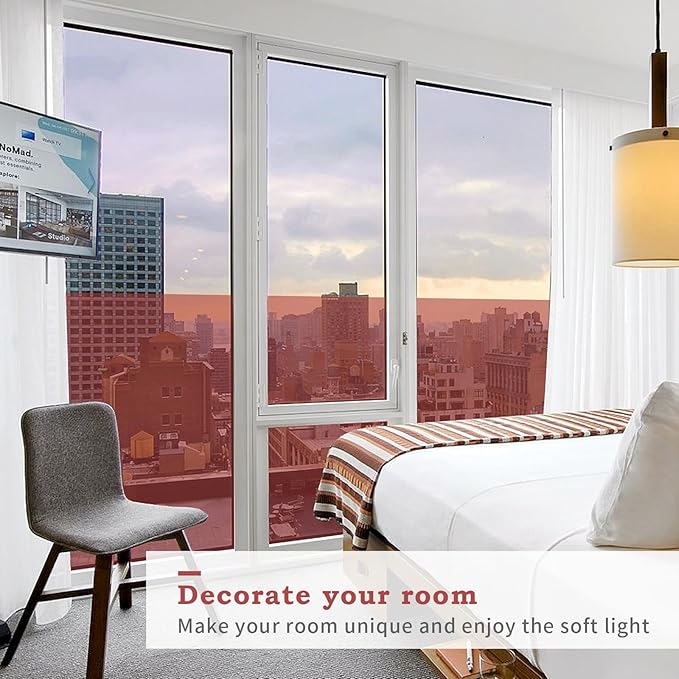 Filmgoo Window Privacy Film One Way Daytime Mirror Tint Treatments UV Heat Control Vinyl Stickers Sun Block Glass Paper Door Covering Reflective (Red Silver, 29.5 Inch x 13.1 Feet)