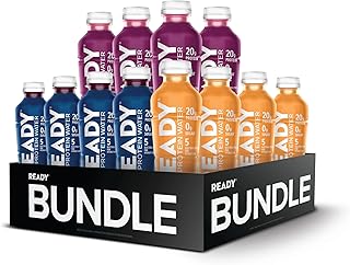 Ready® Clear Protein Water Variety Pack – Black Cherry, Blueberry & Orange Mango | 12 Bottles | 20g Protein | Sugar-Free