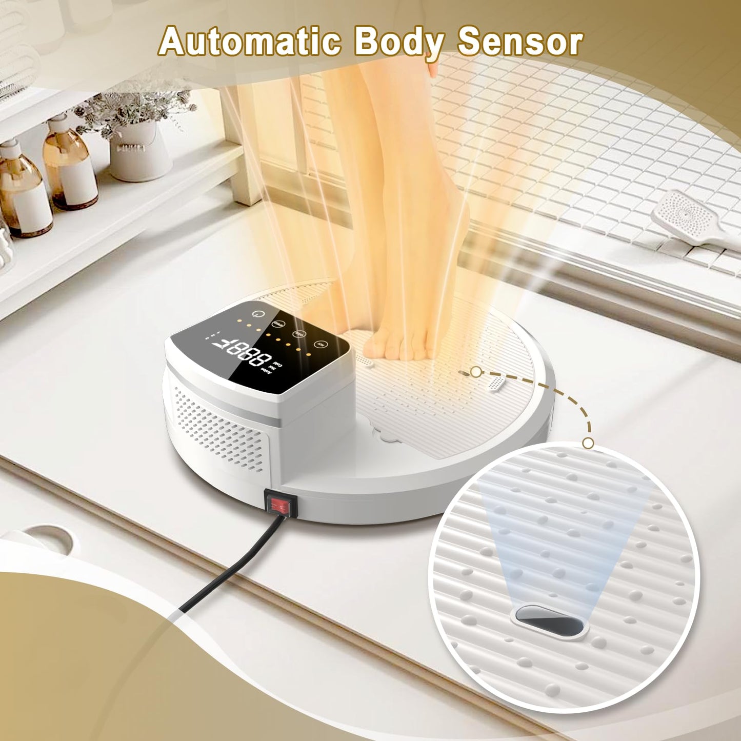 ZELLOXY Full Body Dryer After Shower for Bathroom, Waterproof Shower Dryer with Pre-Warm, Anti-Slip Foot Pad and Intelligent Touch Screen