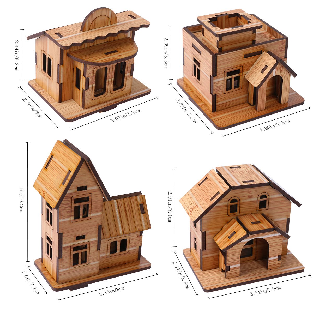 ZOSEN 3D Wooden Puzzle, Mini DIY Model House Kit Educational Toys Jigsaw Puzzles Gift for Children and Adult