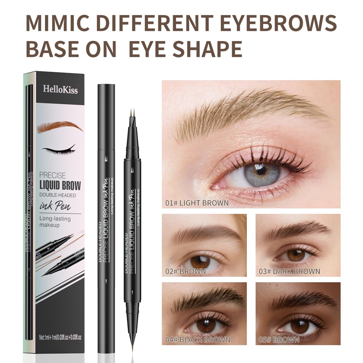 Microblading Eyebrow Pencil,2-in-1 Dual-Ended Eyebrow Pen with 2 Tip brow pen and Precise Brush-Tip,Brow Pen for Natural Women Waterproof and Long-Lasting Brows (Black)