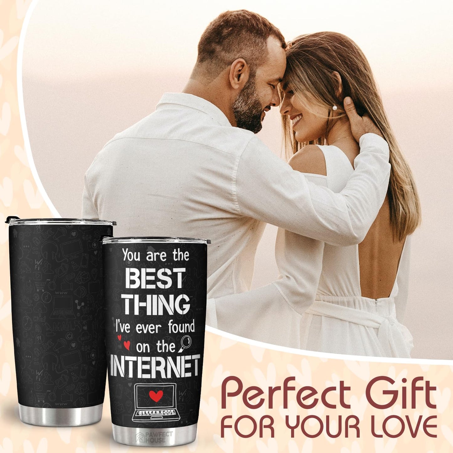 Pawfect House Fathers Day Birthday Gifts For Men, Anniversary Wedding Gifts For Husband From Wife, Best Husband Ever Gift For Him, Her, Couple, 20 Oz Stainless Steel Tumbler, Insulated Tumbler