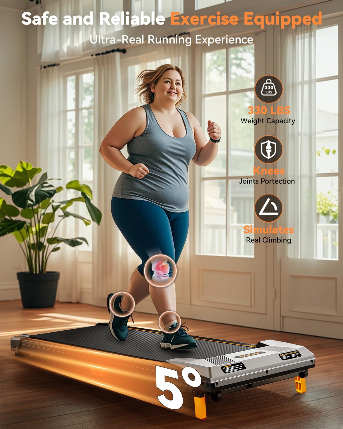 Walking Pad Treadmill, BestGod Incline Under Desk Treadmill 330lbs Capacity, 2.5HP Portable Treadmills for Home, Compact Treadmills Mini Walking Pad, Running Machine with Remote Control