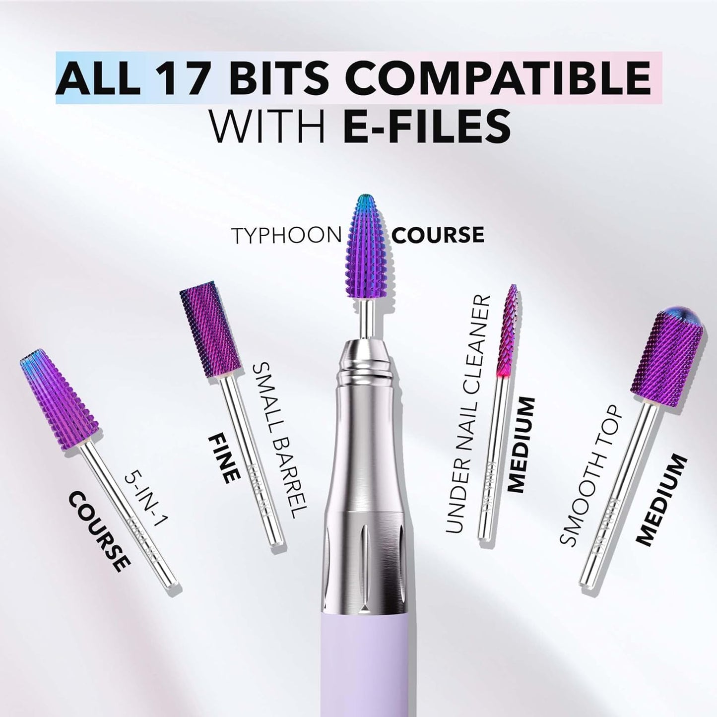 Kiara Sky Purple Drill Bits for E-File Nail Drill (Under Nail Cleaner)