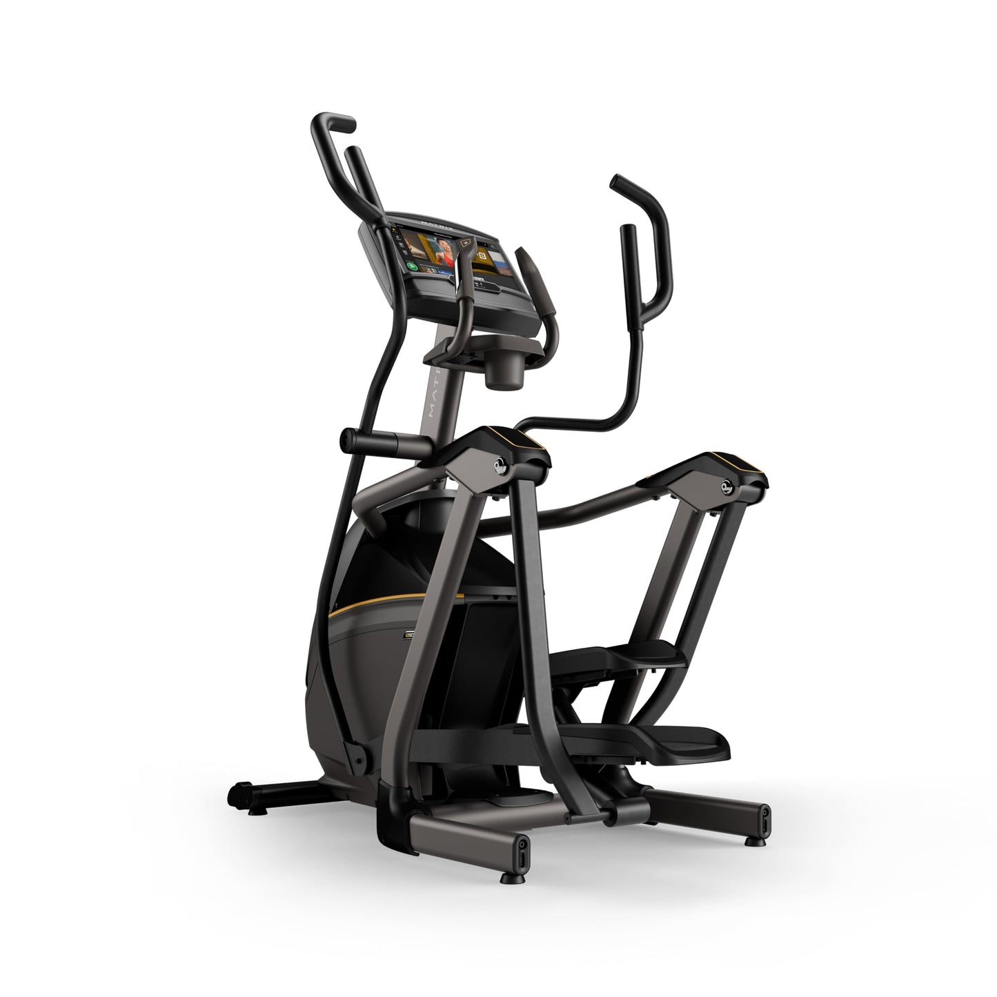Matrix Fitness E50 Elliptical with XIR | 16" Touchscreen (WiFi+BT+HDMI) | Low Impact Workouts, Full Body Cardio, High Calorie Burn | Space Saving Compact Design, Suspension Elliptical