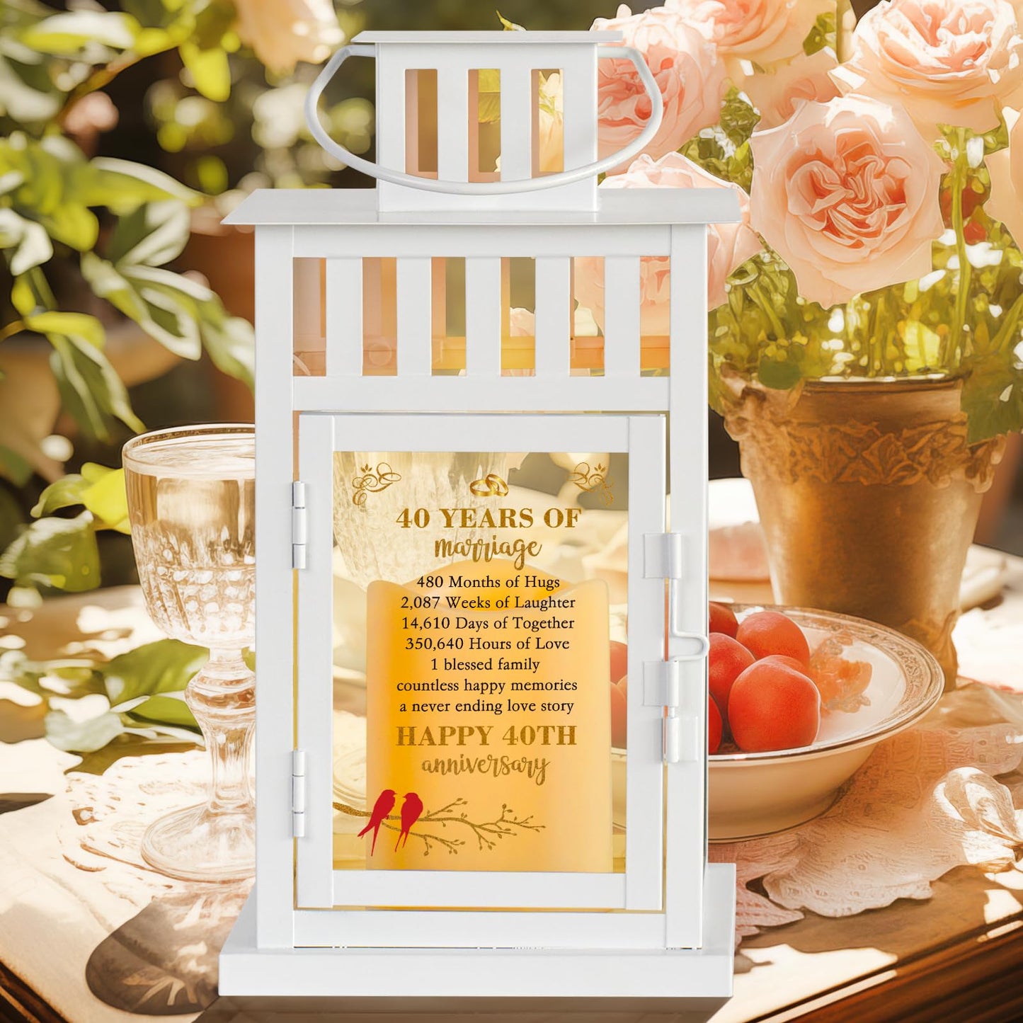 HN HAIINAA 40th Wedding Anniversary Lantern - Gifts for Couple, Parents, Husband, Wife, Grandparents - Happy Anniversary Decoration