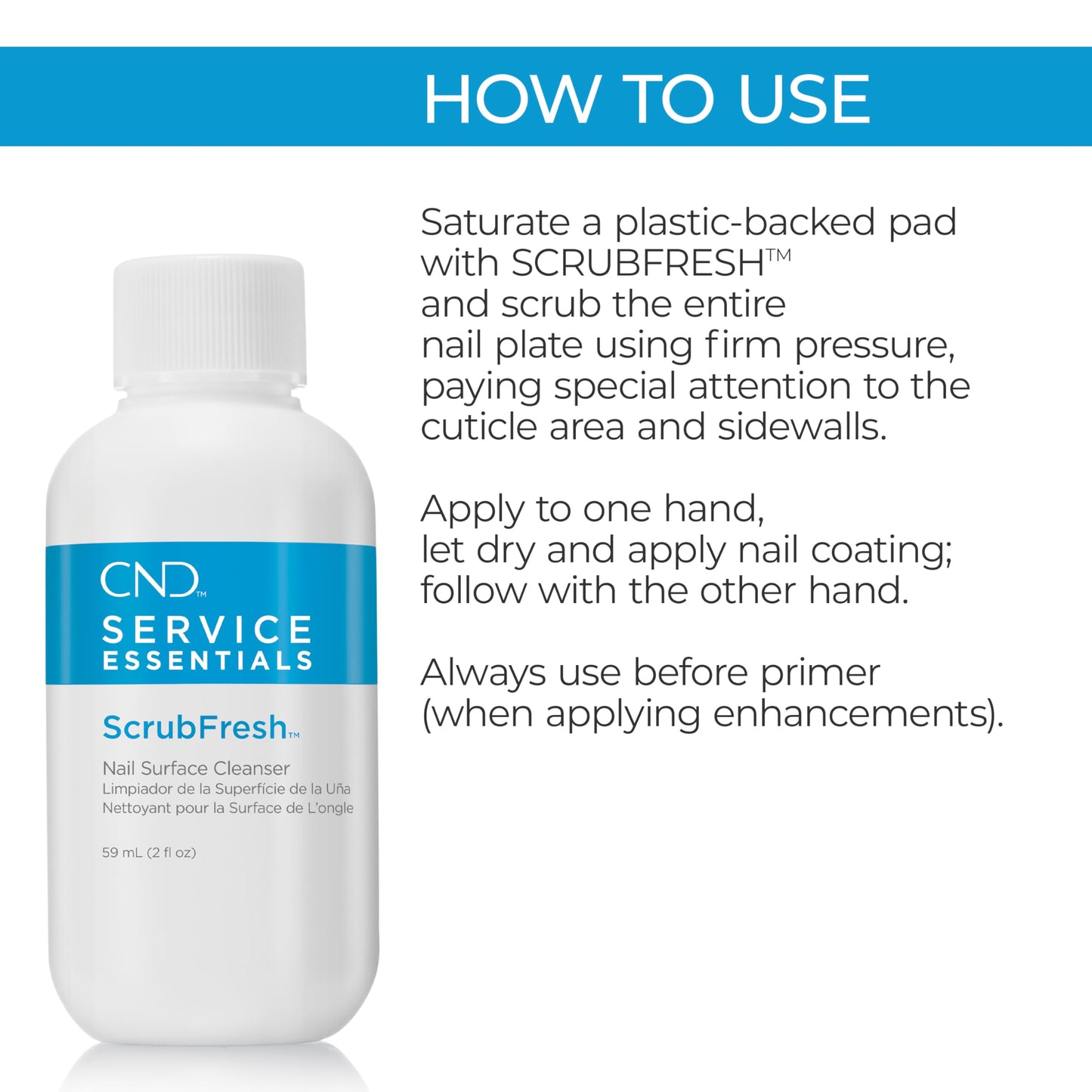 CND ScrubFresh Natural-Nail Surface & Skin Cleanser, Quick Dry Remover for Nail Polish, Oil, Moisture & Contamination, 2 fl oz