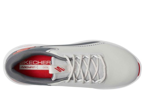 Skechers Men's Max 2 Arch Fit Waterproof Spikeless Golf Shoe, Grey/Red, 8.5 Wide