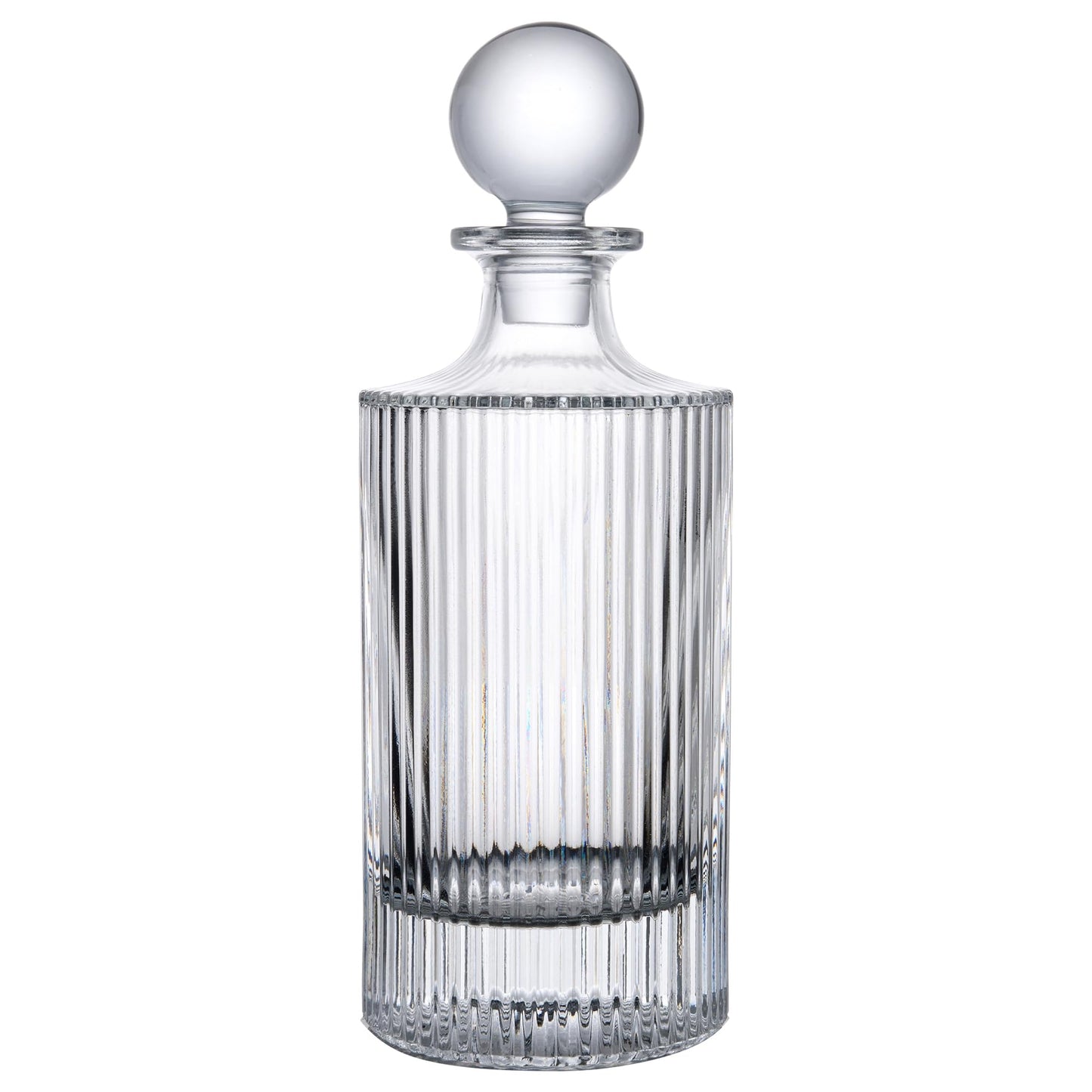 Lily's Home Elegant Glass Whiskey Decanter with Leak-Proof Stopper - Premium Bourbon & Crystal Wine Decanter, Whiskey Bottle, Glass Stopper for Home Bar - 3.80''x10.50'', 27 oz