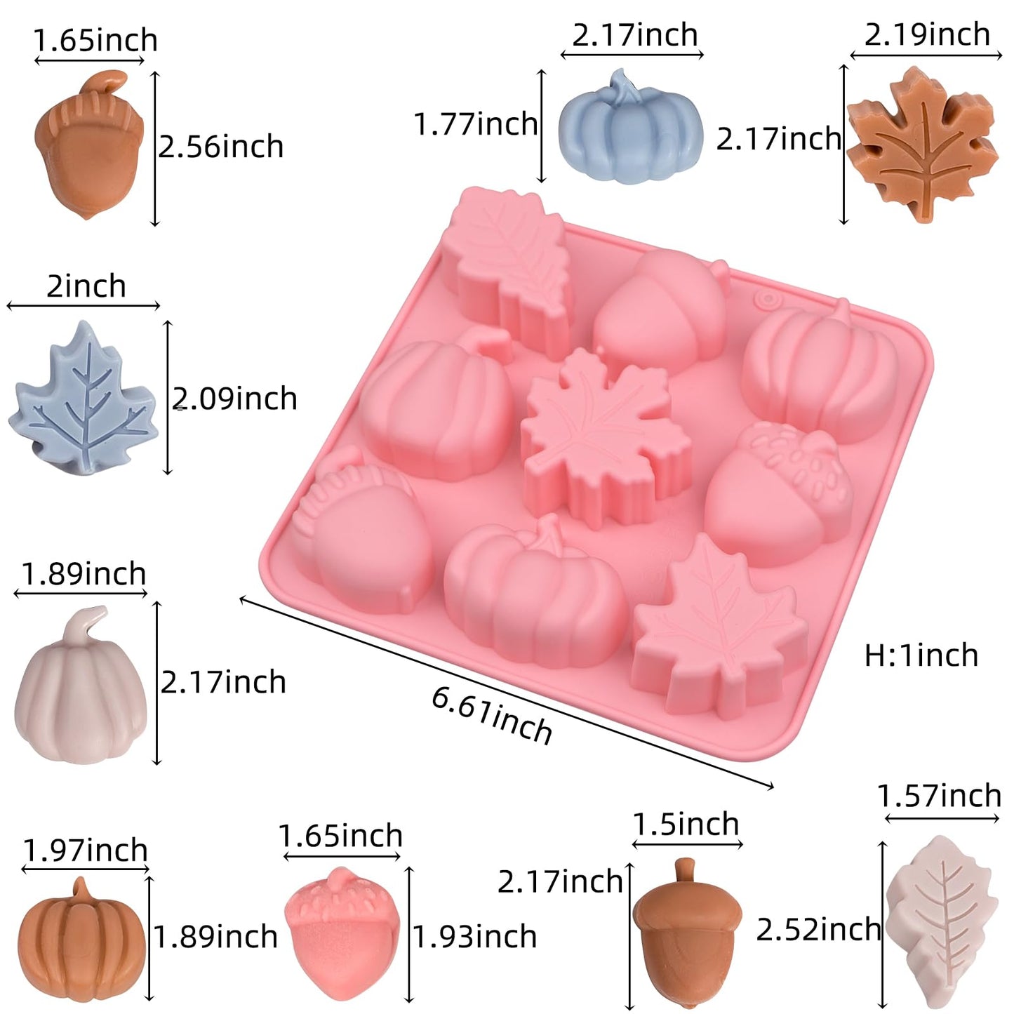 Fall Silicone Molds Pumpkin Chocolate Mold 2pcs Maple Leaf Acorns Shape Candy Soap Cake Baking Mold for Autumn,Thanksgiving, Halloween, Harvest