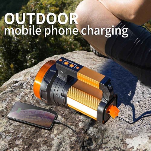 KINQILIN Rechargeable 2000LM Spotlight Flashlight 13600mAh LED Spotlight IP67 Waterproof Handheld Flashlight with Double Side Lights Modes LED Flashligth Outdoor Huting Boat