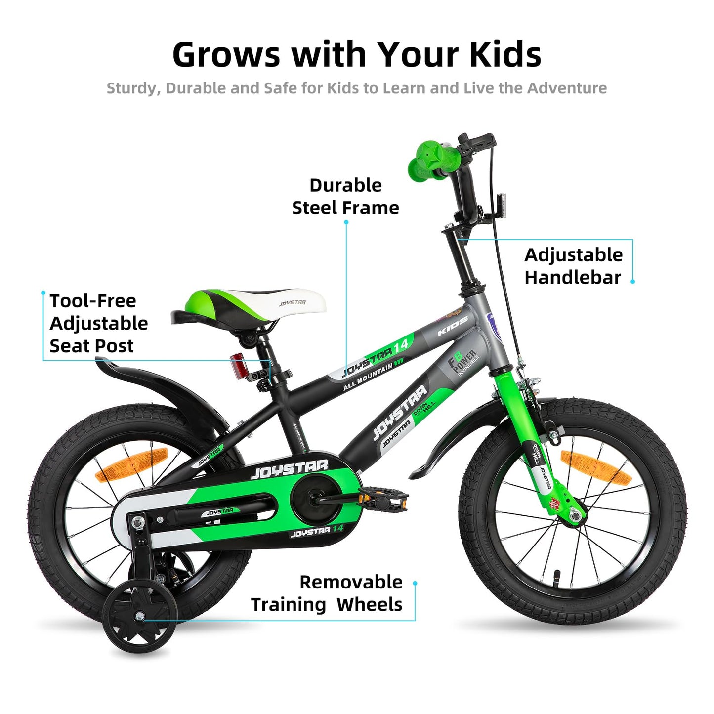 JOYSTAR New Berry 12 Inch Kids Bike for Boys and Girls Ages 3-4 Years Old, Kids Bicycles with Training Wheels & Basket, 12 in Toddler Bike in Green