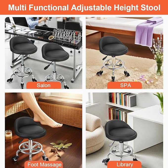 Rolling Stool Low Height Roller Stool Height Adjustable, Shop Stools Low Rolling Chair with Back, Garage Seat Stools Short Work Chair (Style 4)