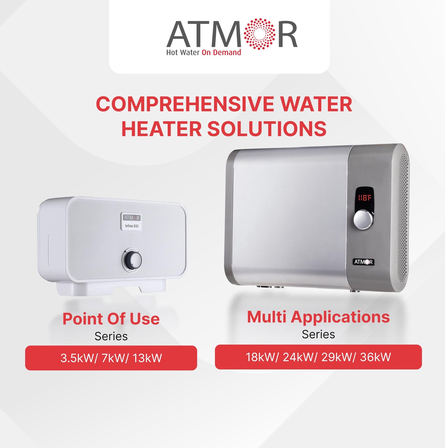 Atmor PRO XTP Series 18kW 3.8 GPM Self-Modulating Electric Tankless Water Heater, Whole-Home Instant Hot Water, Digital Control, Over-Temperature Protection