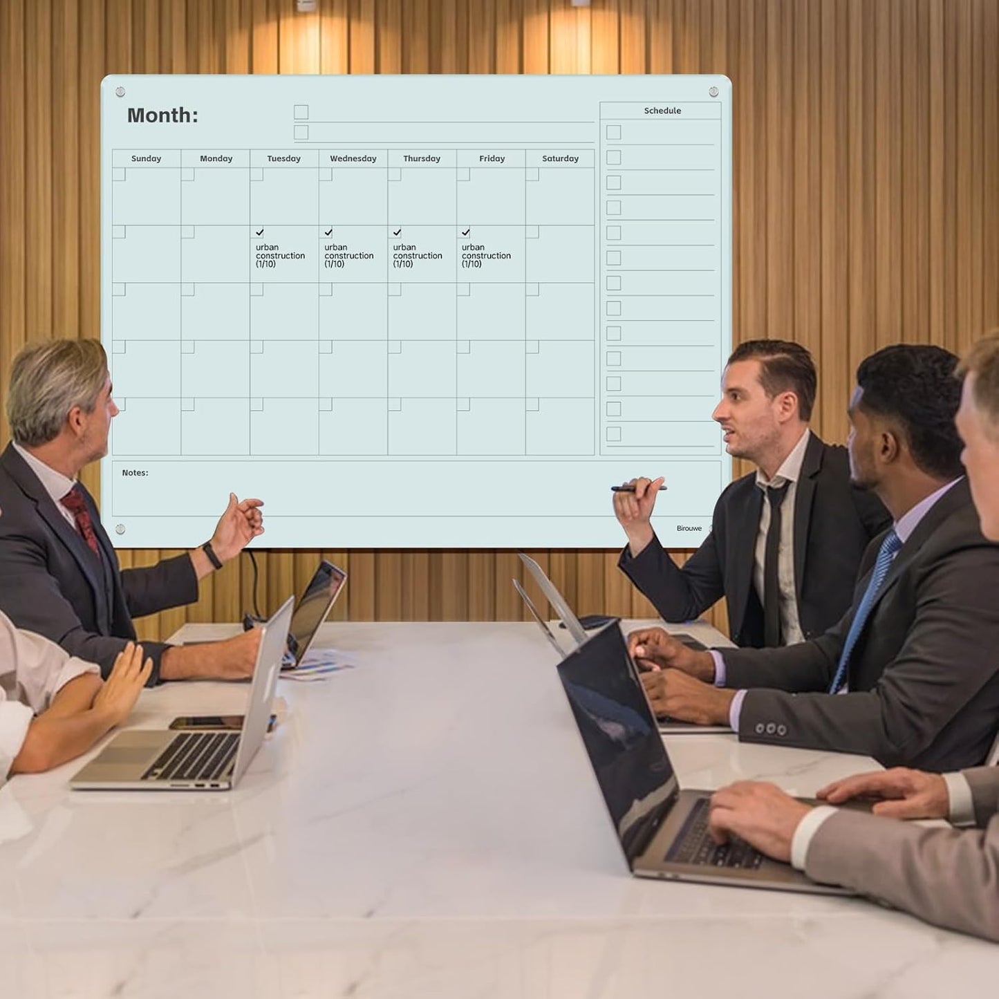 Magnetic Glass Whiteboard - Glass Monthly Calendar Dry Erase Board 48"x36" Large Frameless Glass Board for Walls Office School and Home