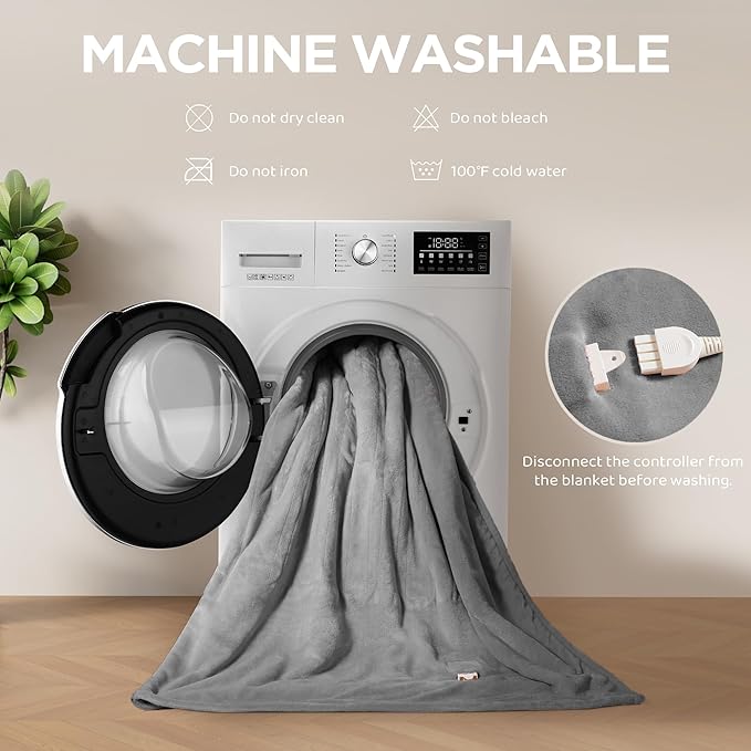 Heated Blanket Full Size - Single Controllers Electric Blanket Full with 9 Heat Settings & 10 Hour Auto Off,Overheat Protection,Machine Washable 72"x84"(Dark Gray)