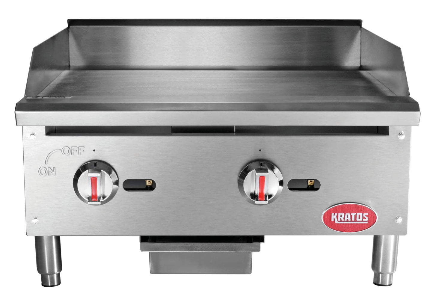 Kratos 24" Wide Commercial Countertop Griddle, Gas Hot Plate for Restaurants, Manual Controls, 2 Independent Burners, Powerful 60,000 BTU Output (29Y-004)