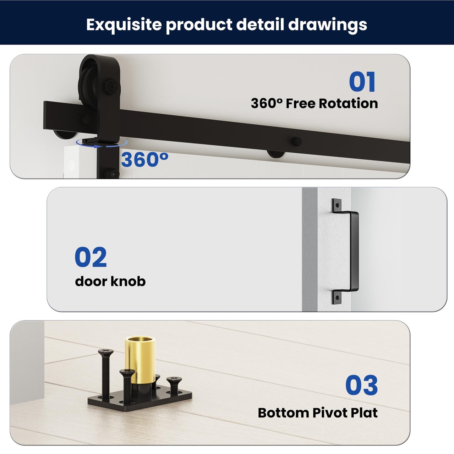 SMARTSTANDARD 72in x 84in Bifold Barn Door, Frosted Glass Barn Door with Hardware Kit Included, Pre-Drilled Holes Easy Assembly -Solid Barn Doors Slab Covered with Water-Proof PVC Surface, White